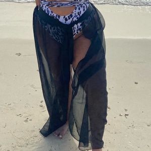 SHEIN Plus Tie Waist Mesh Beach Skirt